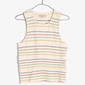 Madewell | Texture & Thread Rainbow-Stitch Smocked Tank Top | Size S | Colorful